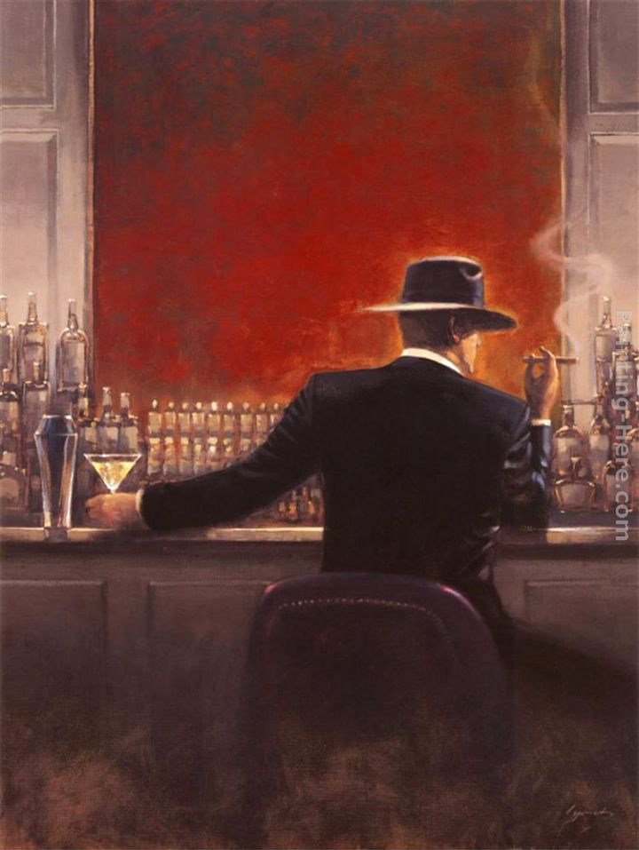 Cigar Bar painting - Brent Lynch Cigar Bar art painting